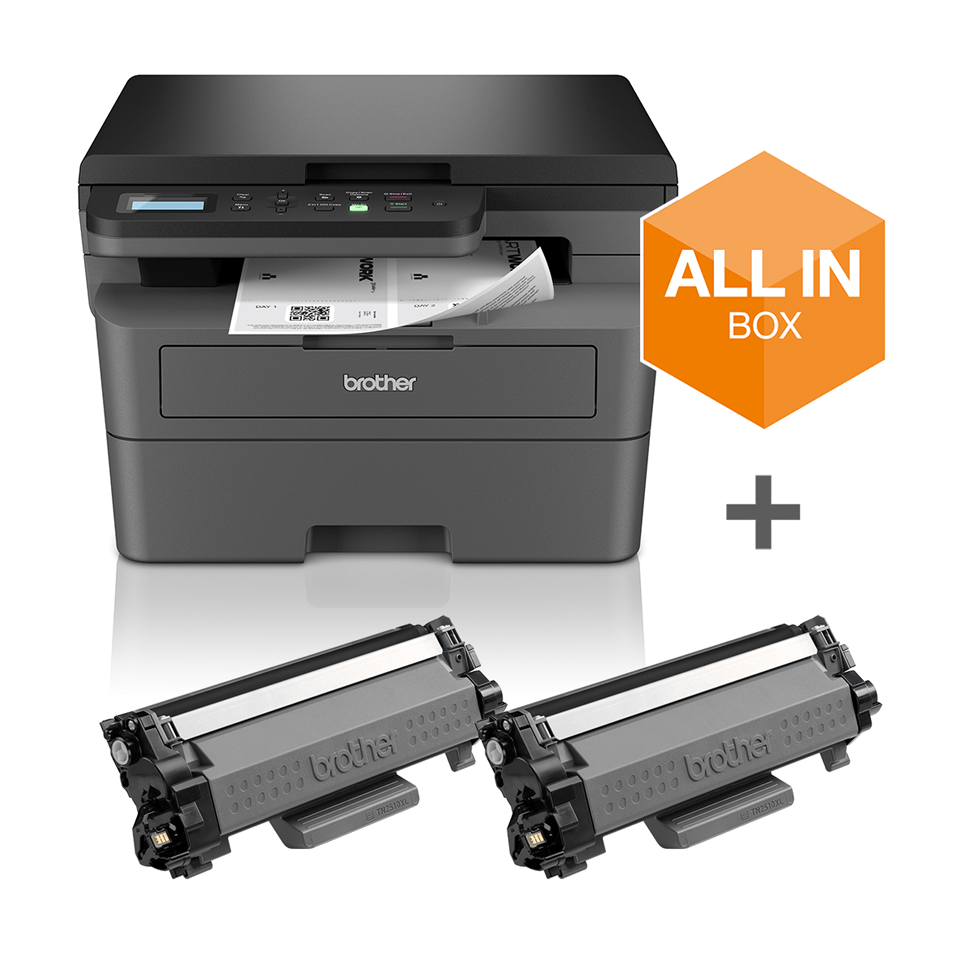 Brother DCP-L2627DWXL A4 Mono Laser Printer All in Box Print Bundle